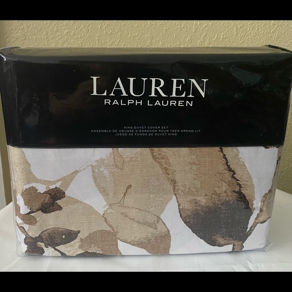 NWT LAUREN RALPH LAUREN Corrine Tonal Leaf King Duvet Cover Set Duvet Covers